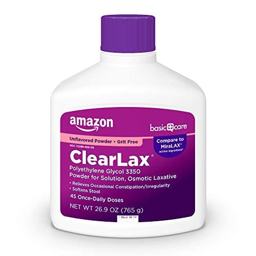 Amazon Basic Care ClearLax Polyethylene Glycol 3350 Powder for Solution, Osmotic Laxative, Relieves Occasional Constipation, Unflavored, 1.68 pound (Pack of 1) - Image 1