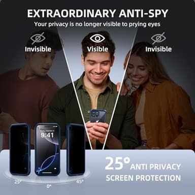 BERFY for iPhone 16 Pro Case, Compatible with MagSafe, Built-in Privacy Screen Protector and Camera Protection, Anti-Spy Full Body Shockproof Clear Phone Case for 16 Pro 6.3", Blue - Image 2