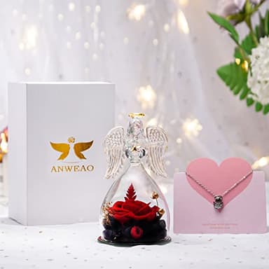 ANWEAO Mothers Day Flowers Gifts for Mom,Preserved Flower Rose in Glass Angel Figurines,Angel Gifts for Women Grandma Wife Sister,Angel Rose Birthday Gifts for Women Mom Wife - Image 7
