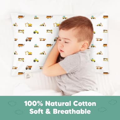 KeaBabies Toddler Pillowcase 13"x18" - Organic Cotton Toddler Pillowcase for Kids, Boys, Girls,Soft & Durable Cotton Cover for Miniature Sleepy Pillows,Cute Colors,Pillow Sold Separately(Construction) - Image 3