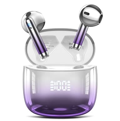 Wireless Earbuds, Bluetooth Headphones 48H Playtime Ear Buds with LED Power Display, IPX7 Waterproof Bluetooth 5.4 Earphones in-Ear Earbuds with 4 Mic for Android iOS Cell Phone Laptop, Purple - Image 1