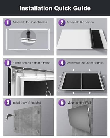 AWOL VISION 120" Fixed Frame Projector Screen, 1.3 dB Peak Gain, The Perfect Combo with LTV-2500, 80% Picture Quality Improved, 4K / 8K Ultra HD, Active 3D Wall Mount Projector Screen, MW-120 - Image 7