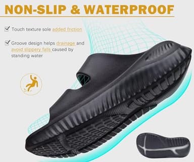 KuaiLu Womens Recovery Sandals Comfort Plantar Fasciitis Arch Support Ladies Orthotic Adjustable Strap Sport Slides Open Toe Slip On Athletic Cushion Slippers Summer Pool Beach Sandles Black Size 10 - Image 9