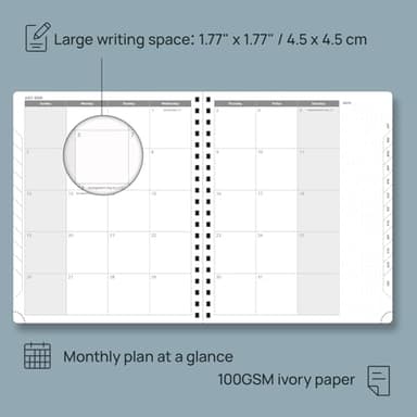 POPRUN 2026 Planner (Large - 8.5" x 10.5") with Hourly Schedule, Vertical Layout - 2026 Weekly Calendar (Jan. 2026 - Dec.2026) for Time Management, Monthly Tabs, Spiral Bound, Soft Cover - Grey - Image 4