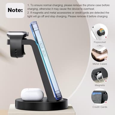 3 in 1 Charging Station for iPhone, Wireless Charger for iPhone 17 16e 16 15 14 13 12 11 X Pro Max & Apple Watch - Wireless Charging Station for AirPods 4 3 Pro - Image 3