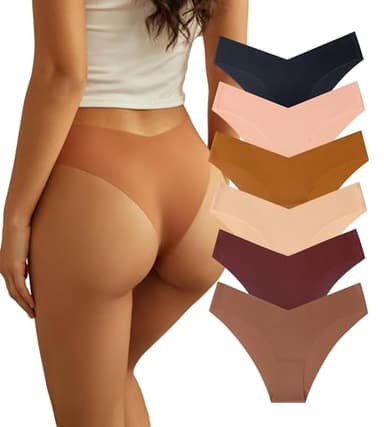 Beafulrab Women Seamless Underwear Soft No Show Stretch Bikini Invisibles Hipster V Cut Panties 6 pack (P1,M) - Image 1