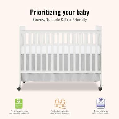 Dream On Me Carson Classic 3-in-1 Convertible Full-Size Baby Crib in White, GreenGuard Gold & JPMA, 4 Mattress Heights, Converts to Day & Toddler Bed, Locking Wheels, Classic Nursery Design - Image 4