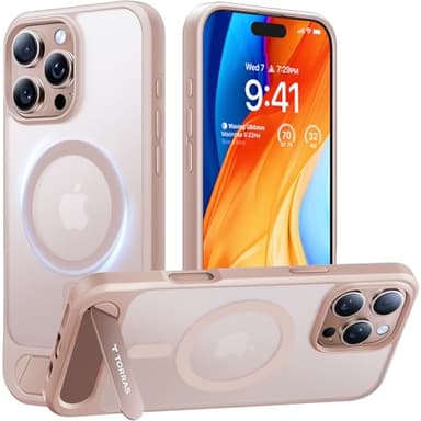 TORRAS for iPhone 16 Pro Max Case Translucent Natural Titanium Gold | Strong Magnetic & Seamless Stand, Fit for MagSafe, Military-Grade Drop Protection, Sturdy Adjustable Kickstand, Slim Matte Finish - Image 1