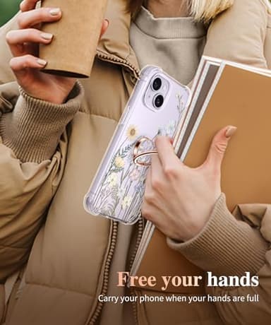 GVIEWIN Floral Cell Phone Ring Holder, Metal Kickstand Grip 360° Rotation Compatible with iPhone 17/16/15/14/Pro Max/Air/Plus Series & Galaxy S25/S24 Ultra and Other Phones (Vibrant Spring/Purple) - Image 6