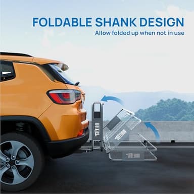 TUFFIOM 60"x24"x6" Folding Hitch Mount Cargo Carrier Basket, 500lbs Steel Car Cargo Trailer Hitch Luggage Rack, w/Hitch Lock+Password Lock+Net+Waterproof Cargo Bag+Straps+Stabilizer for SUV Truck Van - Image 3