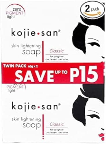 Kojie San Skin and Body Brightening Soap - Original Kojic Acid, Dark Spot Remover Bar Soap with Glycerin & Tea Tree Oil - 65g x 2 Bars - Image 1