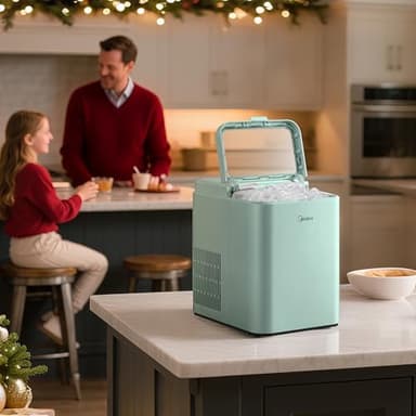 Midea MERI26B1AGN Ice Maker Countertop, Portable Ice Maker 26lbs, 8 Cubes Ready in 6 Mins, Self-Cleaning with Ice Basket and Scoop, 2 Sizes of Bullet Ice for Home, Camping, Office, Party - Image 7