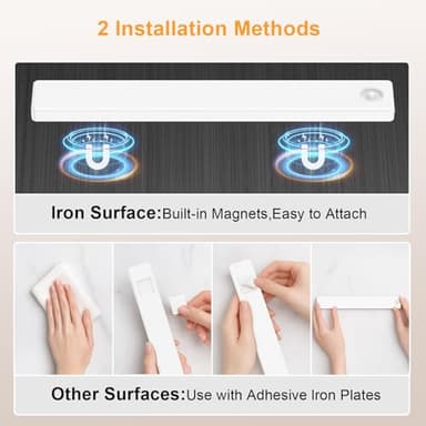 Under Cabinet Lighting, Motion Sensor Light Indoor, USB Rechargeable Battery Operated with Magnetic Closet, Kitchen, Counter, Motion-Activated Auto Shut-Off, Eye-Care Gradual Brightness (2-Pack) - Image 7