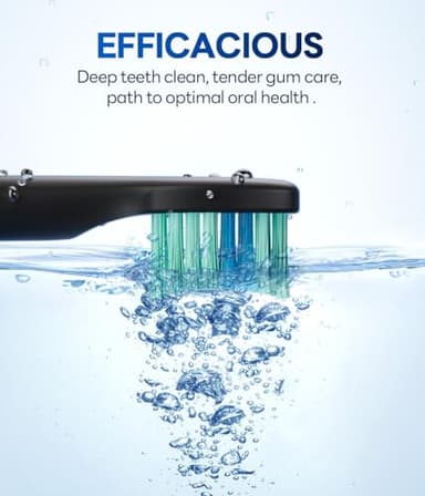 Bymore Electric Toothbrush for Adults,Travel Sonic Toothbrush with 8 Replacement Heads, Ultra Clean Rechargeable Toothbrush Portable One Charge for 330days 5 Modes 2mins Timer-Black - Image 5