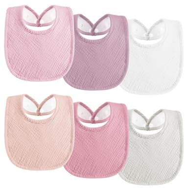Kewlife gift Muslin Baby Bibs 6-Pack Baby Drool Bandana Bibs for Baby Girls Boys Infant Newborn Toddler Drooling and Teething (Macaron Pink) - Image 1