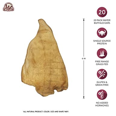 Wild Eats Water Buffalo All Natural Ear Dog Chews, Dog Treats & Snacks - 20 Piece Value Pack (Grain Free Treats - Great Alternative to Pig Ears, Cow Ears, Bones & Rawhides) - Image 3