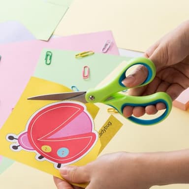 LIVINGO Student Scissors for School: 7 Inch 3 Pack Sharp Pointed Tip Teacher Scissors for Kids Middle High School College Classroom Craft, Comfortable Grip, Right Left Handed, Blue, Green, Yellow - Image 3