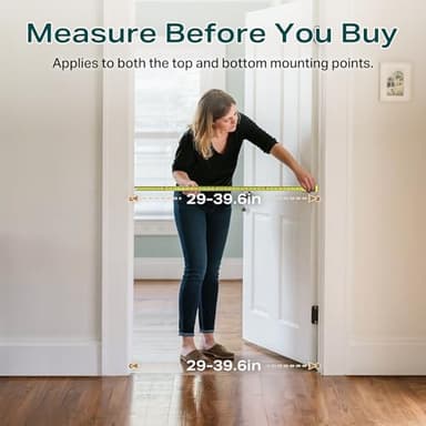 InnoTruth 29-39.6”Baby Gate for Stairs,36" Extra Tall Dog Gate for The House,Dual-Lock Safety and One Hand Opening Design,Kid Gate for Doorways,Kitchen,Room,Wall-Friendly Pressure Mounted, Pure White - Image 2