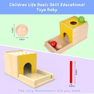 Adena Montessori 5 in 1 Wooden Montessori Play Kit Baby Toys,Object Permanence Box,Matchstick Color Drop,Cotton Swab Drop Game,Carrot Harvest and Coin Box for Kid 1 Year Old,Gift for Baby 6-12 Month - Image 7