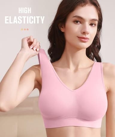 BESTENA 6 Pack Sports Bras for Women, Seamless Comfortable Workout Sleep Bra with Removable Pads - Image 3