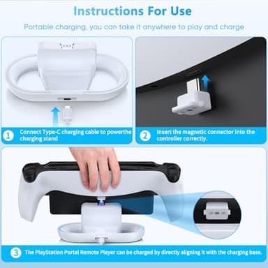 FASTSNAIL Charging Stand for PS Portal Compatible with Hard/Soft Cover, RGB Charge Station for TPU/EVA/Silicone Protective Case When Charging, Charge Holder for PlayStation 5 Portal (White) - Image 5