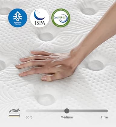 KOANTTI Queen Mattress,12 Inch Queen Size Mattresses Memory Foam Hybrid White Mattress in a Box,with Provide Support and Improve Sleep Mattresses,Medium Firm,CertiPUR-US. - Image 7