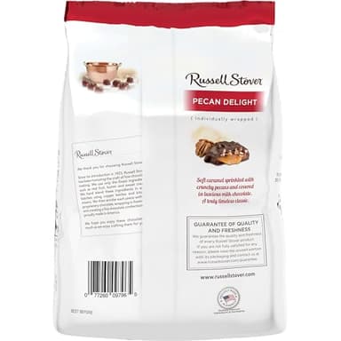 Russell Stover Pecan Delight Gusset Bag 16.10 Ounce Russel Stover Milk Chocolate Covered Candy Pack, Crunchy Pecans and Buttery Caramel Covered In Sweet Milk Chocolate Candy, Individually Wrapped - Image 7