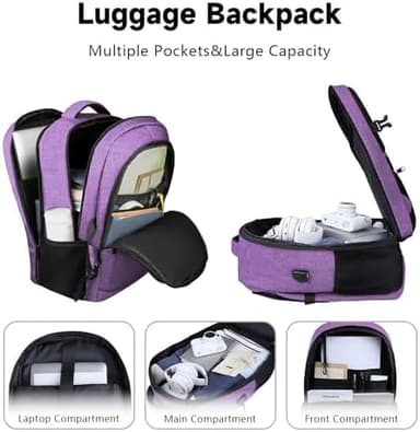 Lapsouno Travel Backpack, Travel Laptop Backpack, Multiple Pockets 15.6 Inch Carry on Backpack with USB Port, TSA Friendly Water Resistant College School Business Bag for Women, Purple - Image 4