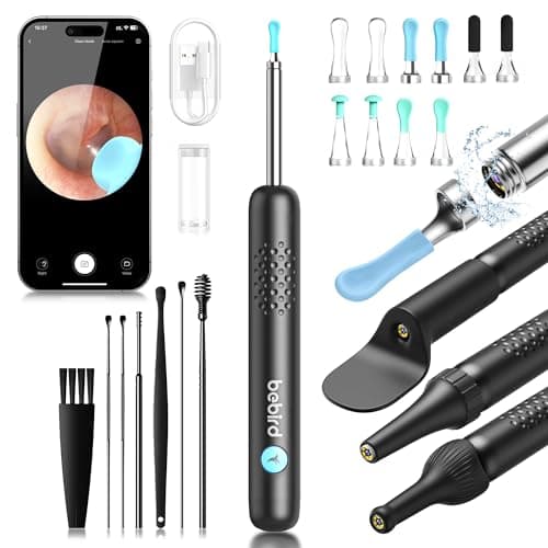 BEBIRD R1 Wax Removal Tool for Ear - Spade Ear Canal Cleaner with Camera 1080P Earscope, Wax Remove Ear Picker with Vari Replacement Tips, Camera with 6LED Light for Ear/Nose/Throat Examination, Black - Image 1