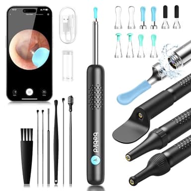 BEBIRD R1 Wax Removal Tool for Ear - Spade Ear Canal Cleaner with Camera 1080P Earscope, Wax Remove Ear Picker with Vari Replacement Tips, Camera with 6LED Light for Ear/Nose/Throat Examination, Black - Image 1