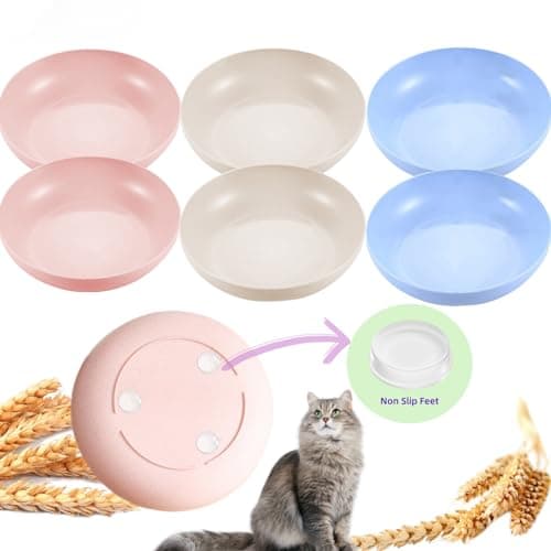 6-Pack Cat Food Bowl with Non-Slip Feet, Whisker Fatigue Cat Dishes for Food, Plastic Cats Bowls Set for Multi-Cats Homes, 5.5" Wide Shallow Relief Kitten Bowls BPA-Free, Dishwasher Safe - Image 1