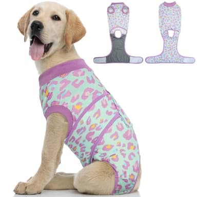 Kuoser Dog Recovery Suit for Dogs After Surgery,Professional Surgical Onesie for Female Male Dogs Spay Neuter,Soft Dog Surgery Suit Bodysuit for Abdominal Wounds Skin Disease,Light Purple Leopard M - Image 1