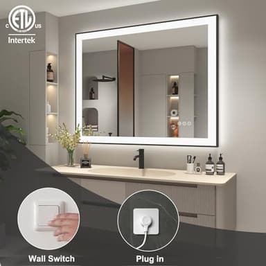 SMIROR 40 x 32 Black LED Bathroom Mirror for Wall, lluminatted Vanity Mirrors with Lights, Anti-Fog, 3 Colors, Dimmable, Memory, Shatterproof, ETL Listed (Front Lit and Backlit) - Image 5