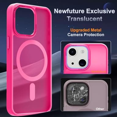 Newfuture Designed for iPhone 15 Case with Strong Magnetic [13 FT Military Drop Protection] [Compatible with Magsafe] Slim Translucent Matte Shockproof with Anti-Fingerprint Phone Case, Hot Pink - Image 4