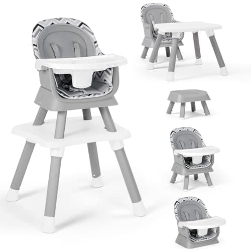 TODEFULL Baby High Chair, 8 in 1 Convertible Highchairs for Babies and Toddlers, Children Dining Booster Seat/Kids Building Block Table for Girls Boys, Baby Seat with Removable Tray, Chevron - Image 1
