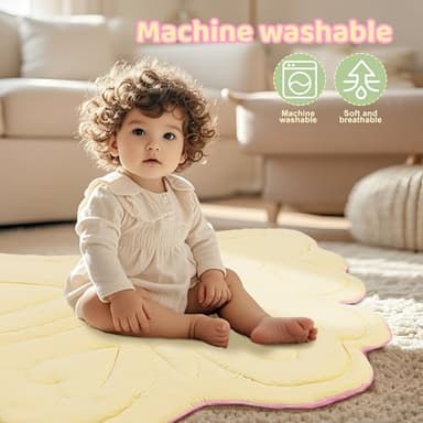 2PM SPORTS Pink Butterfly Theme Baby Play Mat, Tummy Time Play Mat for Infant Newborn, Baby Play Gyms & Playmats for Girl 0-6 6-12 Months, Activity Gym 5 Detachable Toys，Gimnasio para Bebes 0-12 Meses - Image 6
