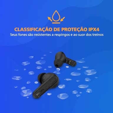 PHILIPS TAT1108 Wireless Earbuds,True Wireless Headphones,Powerful Bass with 6 mm Driver,Clear Call with AI Mic,15-Hour Battery Life,Bluetooth v5.3,IPX4 Rating,Ergonomic Design for Comfort,Black - Image 3