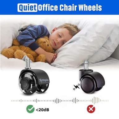 Office Chair Wheels 2" Desk Chair Caster Wheels Smooth Roller Style Quiet for Carpet and Hardwood Floors Universal Fit 11x22 mm Set of 5 Black - Image 4