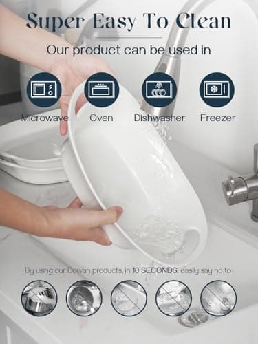 DOWAN Large Serving Bowls with Handles, 60 OZ Oval Serving Platter for Turkey, Fruit Salad Serving Dishes for Entertaining, Porcelain Pasta Bowls for Thanksgiving Day, Parties, Set of 2, Soft White - Image 5