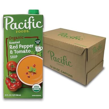 Pacific Foods Organic Roasted Red Pepper and Tomato Soup, 32 oz Carton (Pack of 12) - Image 1