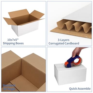 Hoikwo 10x7x5 Inches Small White Shipping Boxes Set of 40, Sturdy Cardboard Boxes for Small Business for Packaging Mailing - Image 3