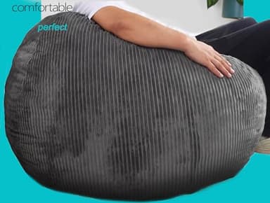 Bean Bag Chair 3Ft Luxurious Faux Rabbit Fur Memory Foam Bean Bag Chairs for Adults/Teens with Filling,Ultra Soft Faux Fur Fabric, Round Fluffy Sofa for Living Room Bedroom College Dorm (Grey) - Image 7