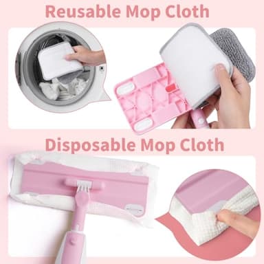 Lullulii Kids Spray Mop,Toddler Mop Cleaning Set, Real Working Mini Mop & Kids Broom Dustpan Set, Housekeeping Pretend Play Toy, Montessori Kid Cleaning Toy Set Includes Organizer Clip -Pink - Image 2