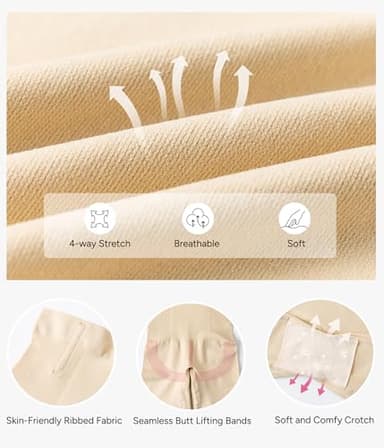 Nebility Tummy Control Shapewear for Women Butt Lifting Shapewear High Waist Body Shaper Shorts Seamless Thigh Slimmer(Beige,Medium) - Image 5