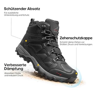 NORTIV 8 Men's Waterproof Hiking Boots Outdoor Trekking Lightweight Mountaineering Leather Shoes,Size 8.5,Black,NMUMHB2501 - Image 4