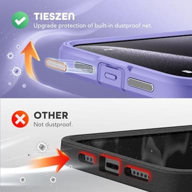 TIESZEN for iPhone 15 Pro Case, Compatible with MagSafe, Built-in Privacy Screen Protector and Camera Protection, Anti Spy Full Body Dustproof Shockproof Hard Phone Case 6.1", Light Purple - Image 7