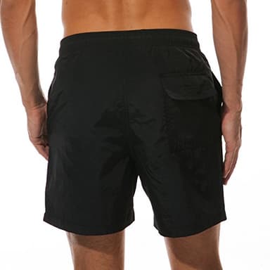 SILKWORLD Men's Swim Trunks Quick Dry Beach Shorts with Pockets (US M, Black) - Image 2