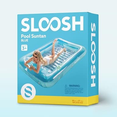 SLOOSH Inflatable Tanning Pool Lounger Float, 85" x 57" Extra Large Pool Floats Adult with Pillow, 4 in 1 Suntan Tub Raft Floatie,Sunbathing Bed Lounge for Water Blow Up Ball Pit Party Gifts, XL-Blue - Image 7