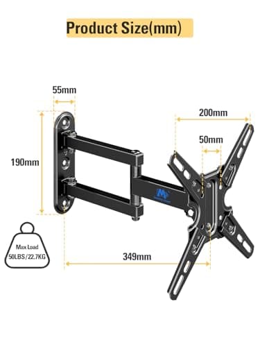 Mounting Dream UL Listed TV Mount Swivel and Tilt for Most 13-42 Inch TVs, Full Motion TV Wall Mount Bracket with Articulating Arm, Max VESA 200x200mm, Loading 50 lbs, MD2465 - Image 8