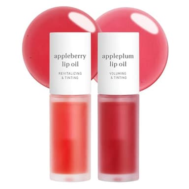 NOONI Korean Lip Oil Set - Appleberry & Appleplum | Long-Lasting, Moisturizing, Plumping, Revitalizing for Dry Lips, Waterproof, No Peel Off 0.12 FL Oz x 2ea - Image 1